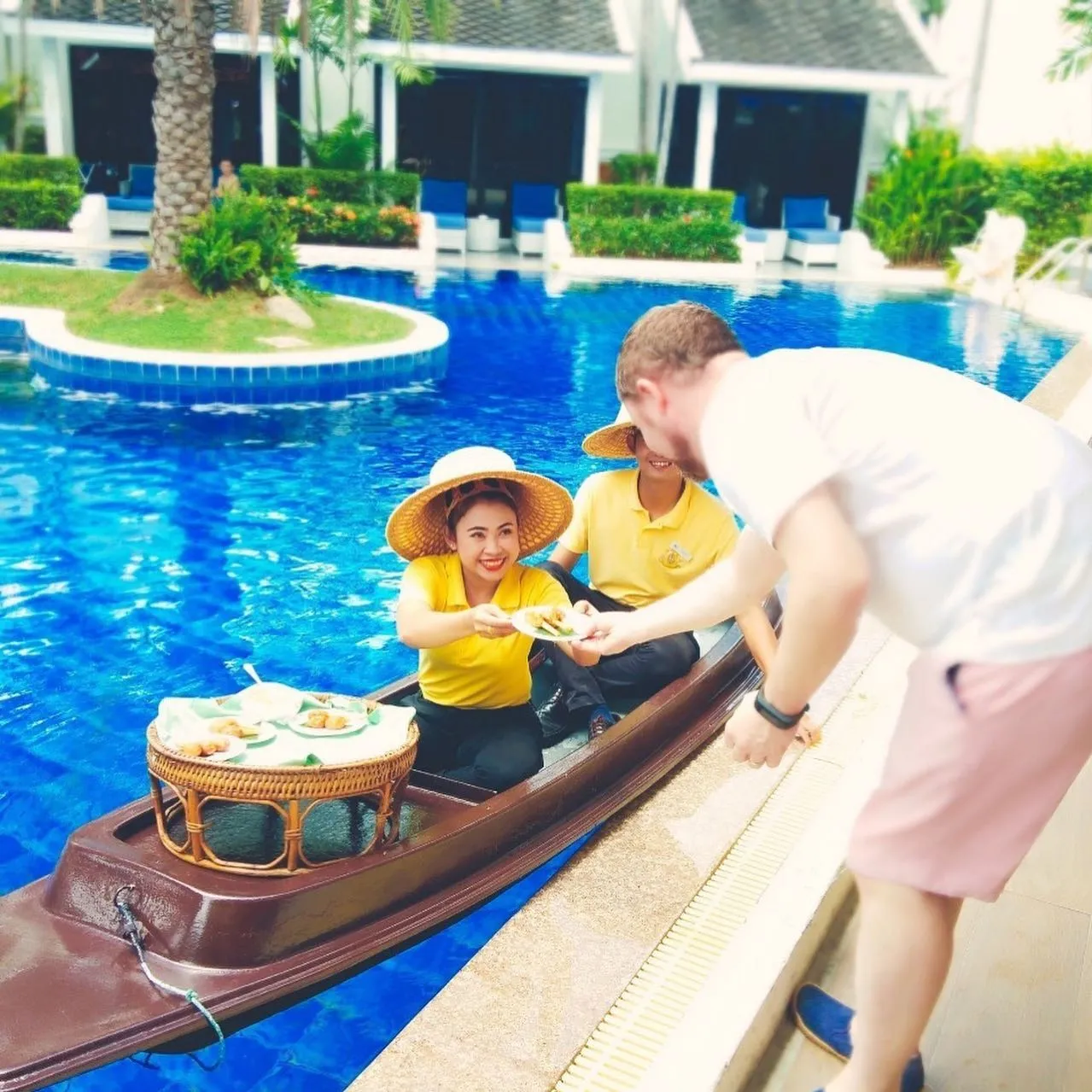 A boat in a swimming pool